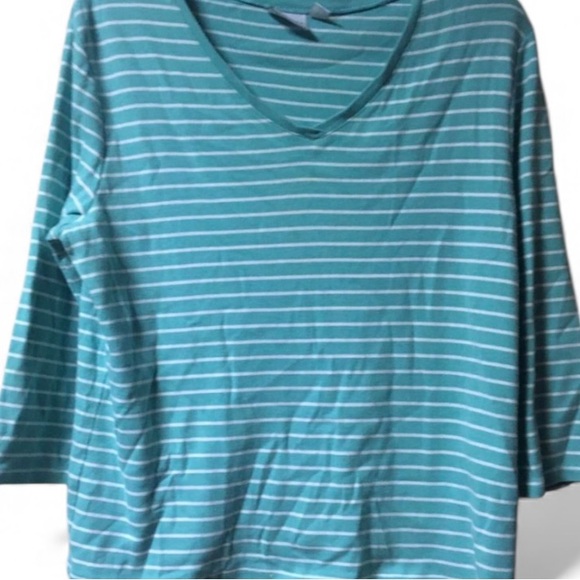 Sonoma ~ Vintage ~ Women’s ~ Top ~  Large ~ Blouse ~ Green & White ~ Striped - Picture 14 of 16